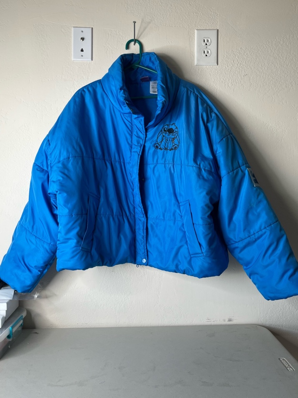 a.n.a Blue Puffer Jacket with 'OHANA' Patch